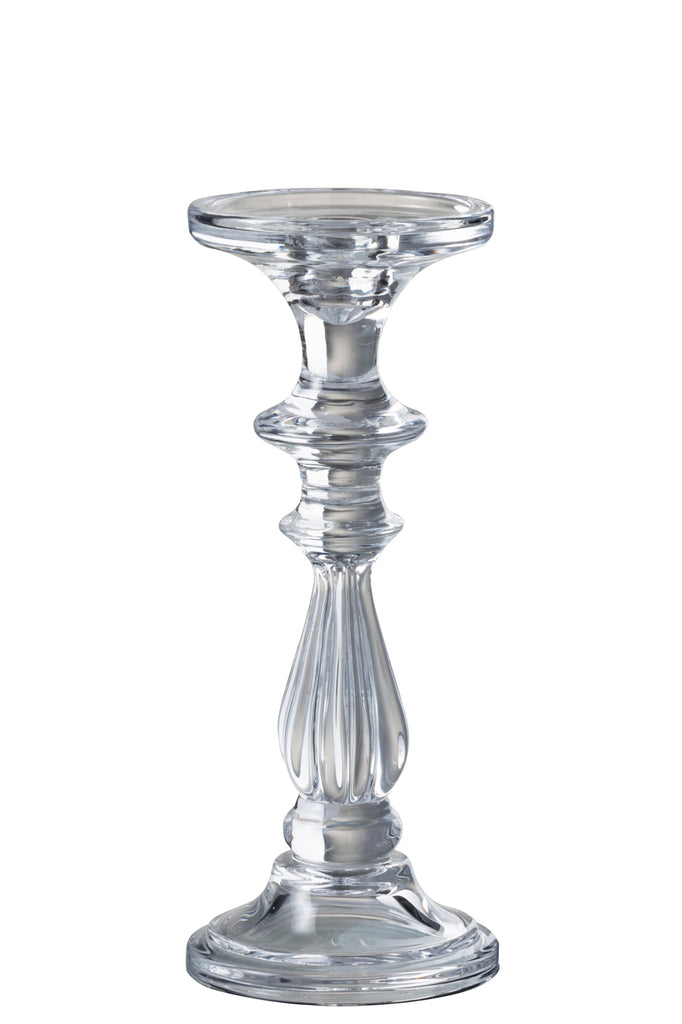 Bougeoir en verre transparent Tibo de 24,8 cm, idéal pour sublimer la décoration intérieure avec des bougies